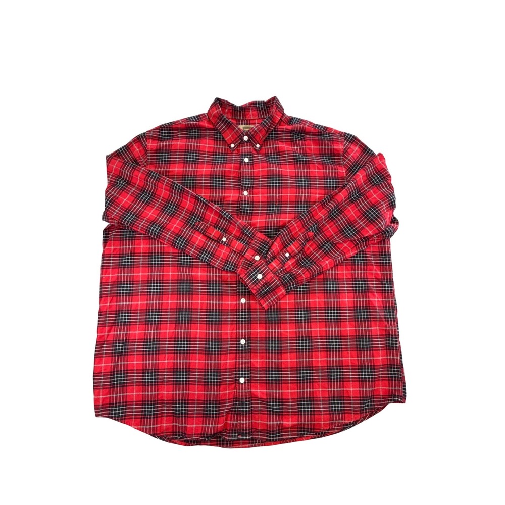 The‎ Foundry Supply Co Mens 2XLT Red Black Plaid Flannel Button Down Shirt Tall